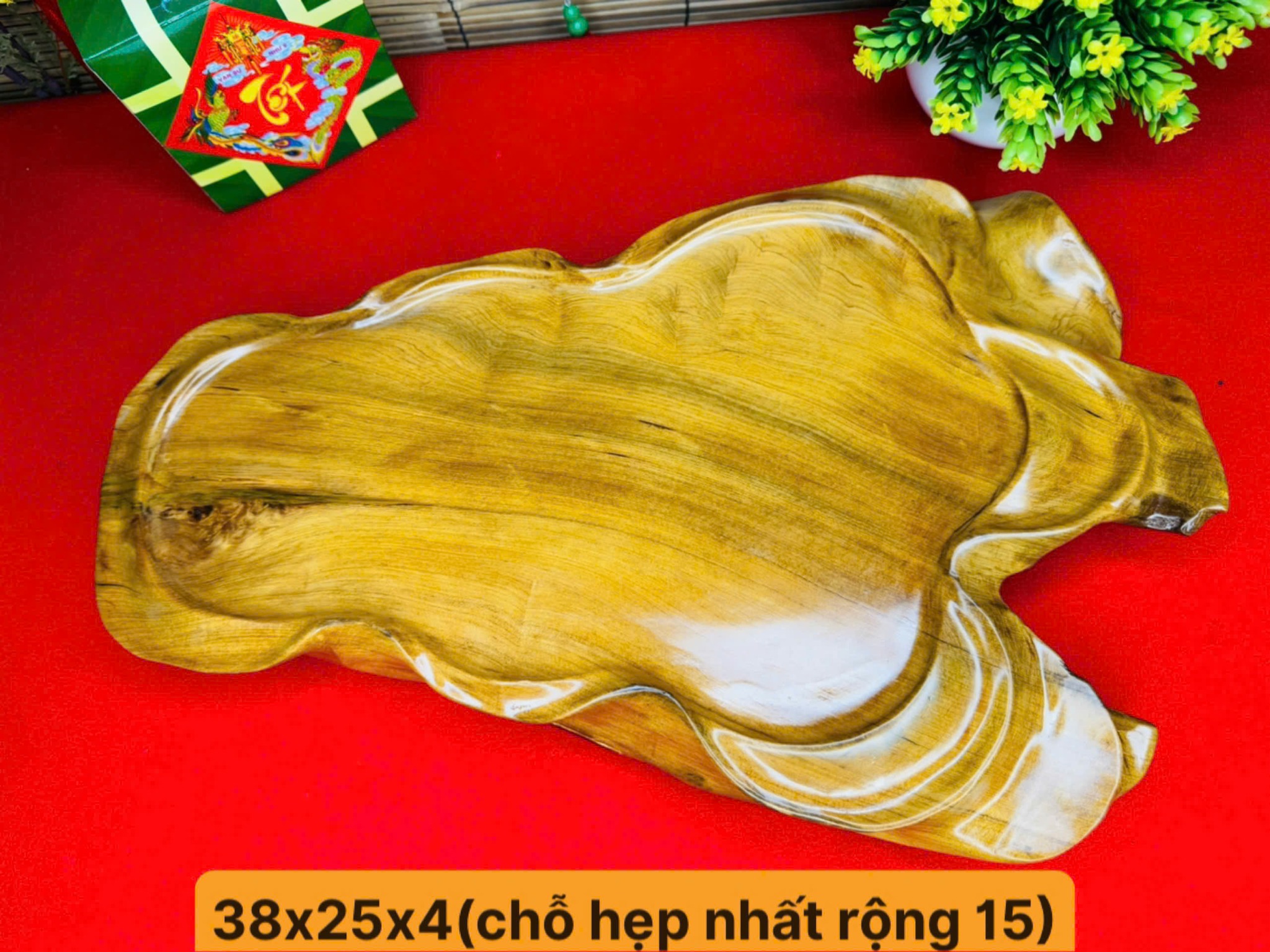 Khay trà sụn bách xanh thơm ngát – vân đẹp, sang trọng, phong thủy