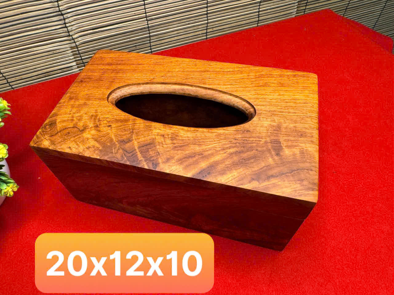 Hộp giấy ăn gỗ hương sụn chớp lông công cao cấp – decor phòng khách sang trọng