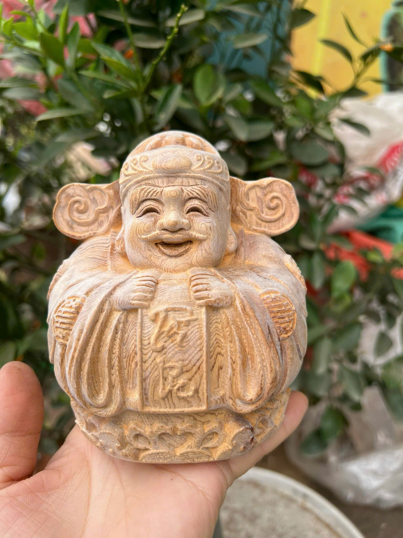 Tượng Thần Tài gỗ ngọc am thơm mini đầu năm – tặng lộc khai xuân