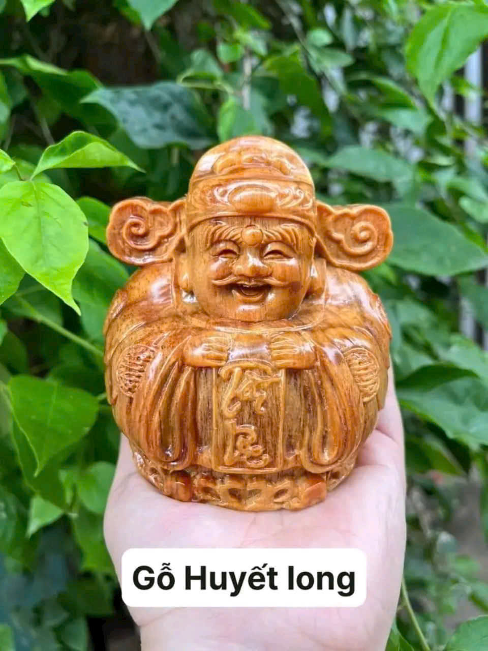 Tượng Thần Tài gỗ Huyết Long nguyên khối – chiêu tài tụ lộc đầu năm