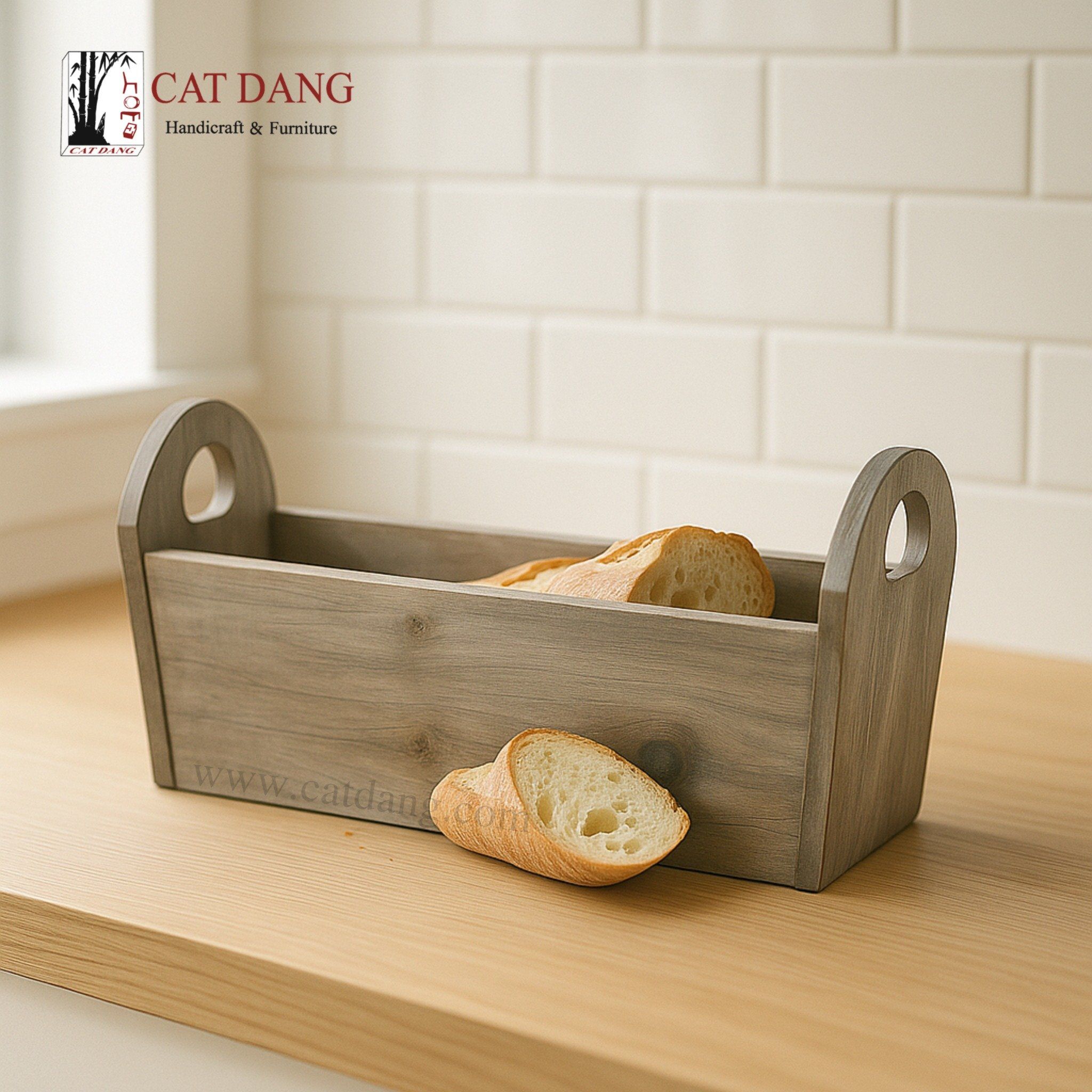 Acacia Stained Wood Bread Plate - L size – CatDang
