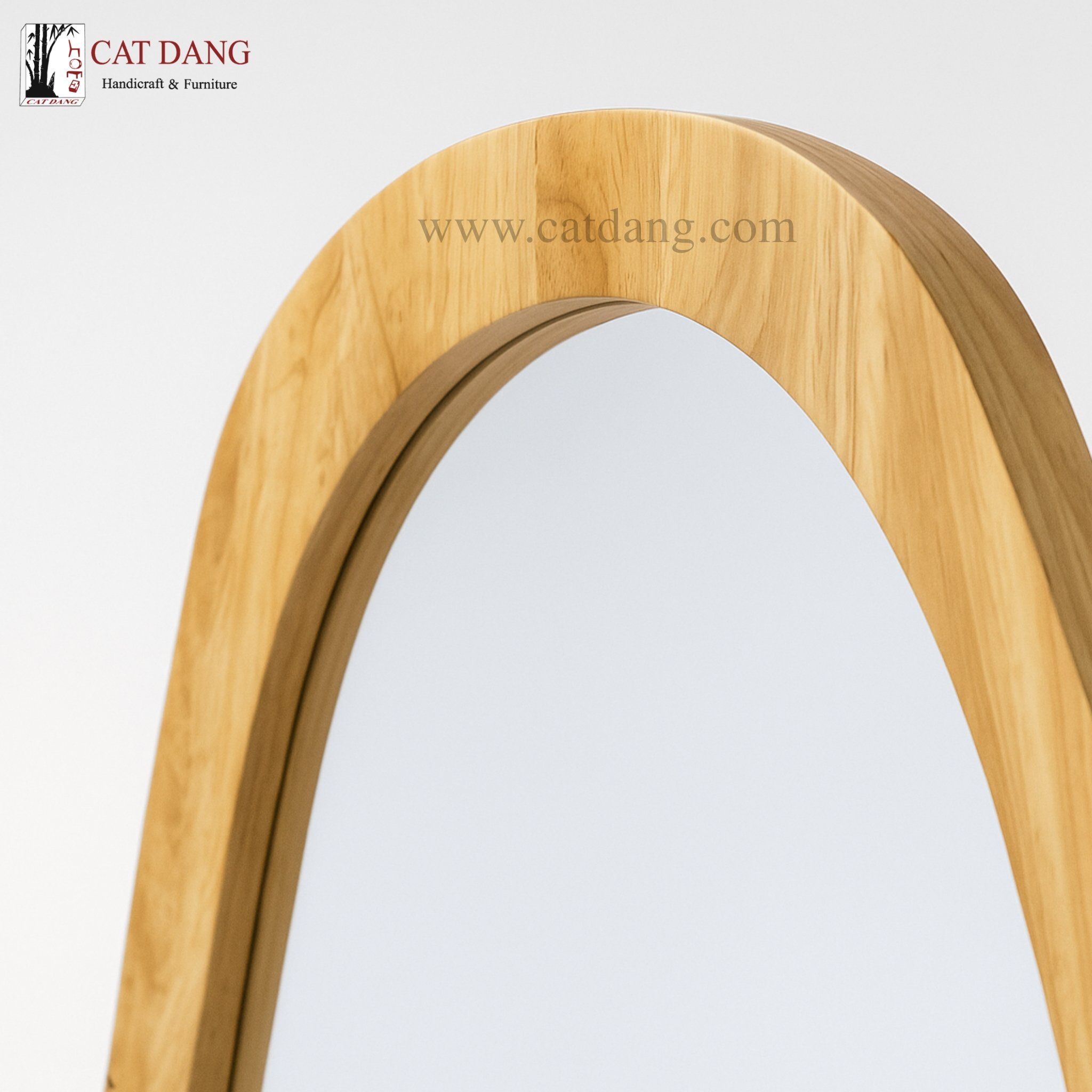 Asymmetrical Natural Oak Wood Wall Mirror – CatDang