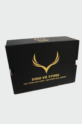 Hộp carton đựng giày in flexo 32x22x12cm (đen-vàng)