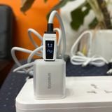  Combo củ sạc Baseus GaN5S 30W + Cáp sạc FEEYOO C to L MFi 30W hiển thị công suất sạc dài 1.5 mét 