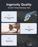  Cáp sạc hiển thị công suất HUNDA HDCC100W sạc siêu nhanh 100W truyền dữ liệu 480Mbps dây bọc dù dài 2 mét - màu xám 