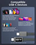  Cáp sạc hiển thị công suất HUNDA HDCC100W sạc siêu nhanh 100W truyền dữ liệu 480Mbps dây bọc dù dài 2 mét - màu xám 