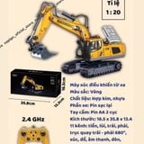  Máy xúc điều khiển 11 kênh gầu sắt xoay trục 680 độ, pin sạc 