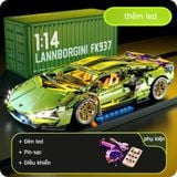  Mô hình lắp ráp siêu xe technic Lamboghini màu tím tỉ lệ 114 bản có đèn led, pin đèn, khiển đèn 