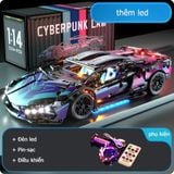  Mô hình lắp ráp siêu xe technic Lamboghini màu tím tỉ lệ 114 bản có đèn led, pin đèn, khiển đèn 