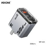  [Tặng dây sạc nhanh C to C Duzzona hoặc dây Remax C to L 1m] Củ Sạc Nhanh GaN WEKOME WP-U23 35W 2 cổng USB-A và Type C 