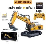  Máy xúc điều khiển 11 kênh gầu sắt xoay trục 680 độ, pin sạc 