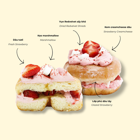 Bánh Doughnut Strawberry Marshmallow Stuffed