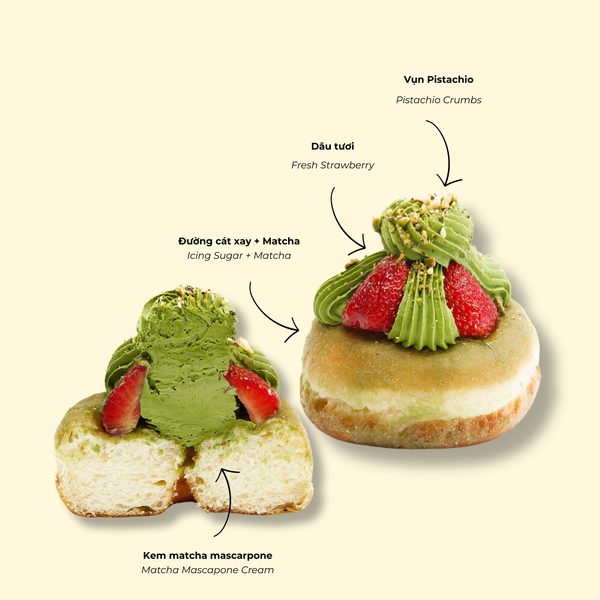 Bánh Doughnut Strawberry Matcha Twirl