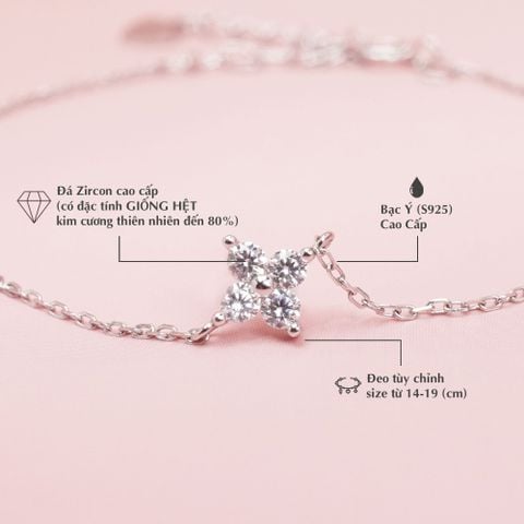 Lắc Tay Cỏ Bốn Lá Đính Đá