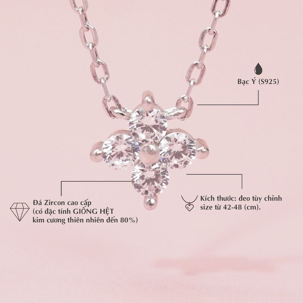 Dây Chuyền Cỏ Bốn Lá Đính Đá