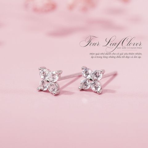 Hoa Tai Cỏ Bốn Lá Đính Đá