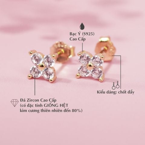 Hoa Tai Cỏ Bốn Lá Đính Đá