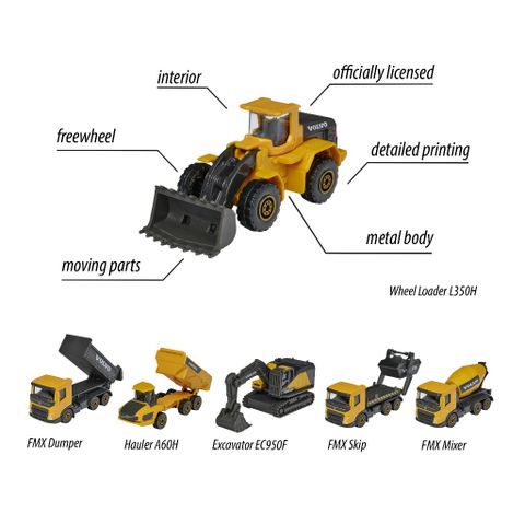 [CHỌN MẪU] Bộ 3 Đồ Chơi Xe Mô Hình Xây Dựng MAJORETTE Volvo 3 Pieces Set 212057284 Diecast - Herbie Toys