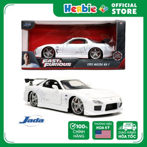 Đồ Chơi Xe Mô Hình JADA TOYS Fast & Furious 1993 Mazda RX-7 - White 1:24 Scale Diecast 32607 801310349229 - Herbie Toys