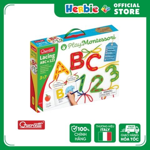 Đồ Chơi Giáo Dục Phát Triển Trí Tuệ QUERCETTI 2808 Play Montessori Lacing ABC+123 - Herbie Toys