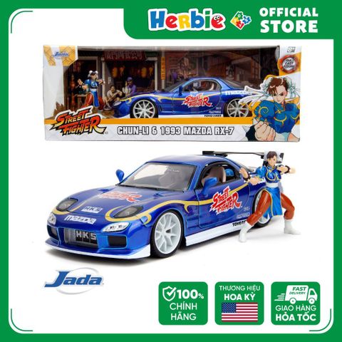 Đồ Chơi Xe Mô Hình JADA TOYS Street Fighter Chun-Li Figure & 1993 Mazda RX-7 1:24 Scale 30838 801310351147 - Herbie Toys