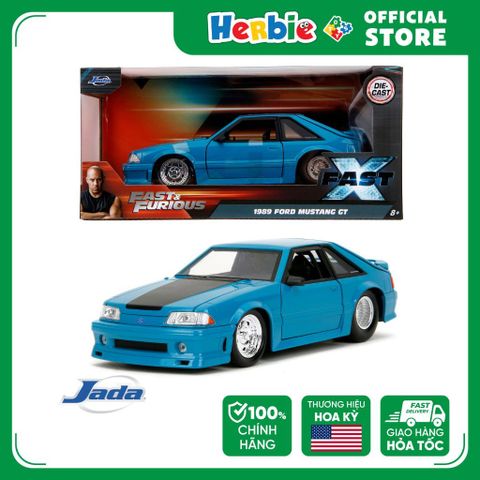 Đồ Chơi Xe Mô Hình JADA TOYS Fast & Furious 1989 Ford Mustang GT - Blue 1:24 Scale 34922 801310349229 - Herbie Toys
