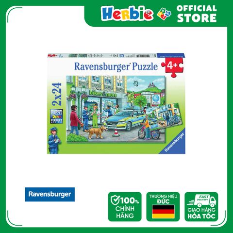 Đồ Chơi Xếp Hình Puzzle 2 Bộ 24 Mảnh RAVENSBURGER Police at Work Jigsaw Puzzle 050314 - Herbie Toys