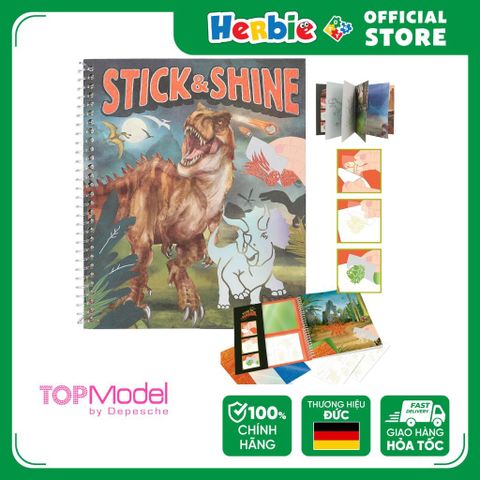 Đồ Chơi BST Thiết Kế TOPMODEL Dino World Colouring Book Stick & Shine 0412473 - Herbie Toys