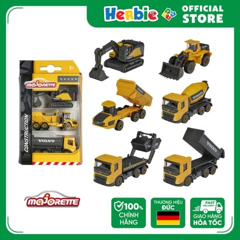 Bộ 3 Xe Mô Hình Xây Dựng MAJORETTE Volvo 3 Pieces Set 212057284 - Herbie Toys