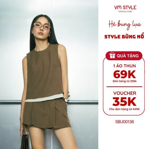 Set Áo Nữ Ba Bỗ Kèm Chân Váy VM STYLE Áo Có Viền Lai Kết Hợp Chân Váy Hai Lưng Có Dây Điều Chỉnh Độ Rộng SBU00136