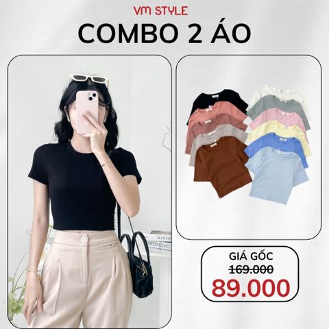 Áo croptop trơn nữ VMSTYLE chất thun co giãn ngắn tay nhiều màu sắc dễ phối đồ đi học, đi chơi, đi làm - ATU00028
