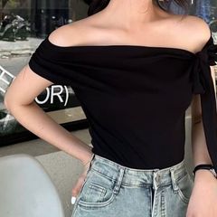 Áo trễ vai kèm dây VMSTYLE Áo bẹt vai nhiều màu chiết eo đi chơi, đi chụp ảnh ATU00848