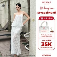 Chân Váy Ren Dài VM STYLE, Chân Váy Ren Trắng Họa Tiết Hoa Nổi Đi Biển Đi Chơi CVD00133