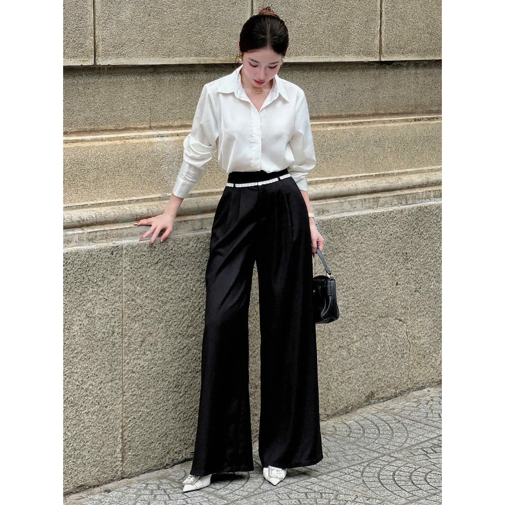 Áo sơ mi lụa tay dài VMSTYLE Áo sơ mi trắng trơn form basic đi làm, đi học SMU00233