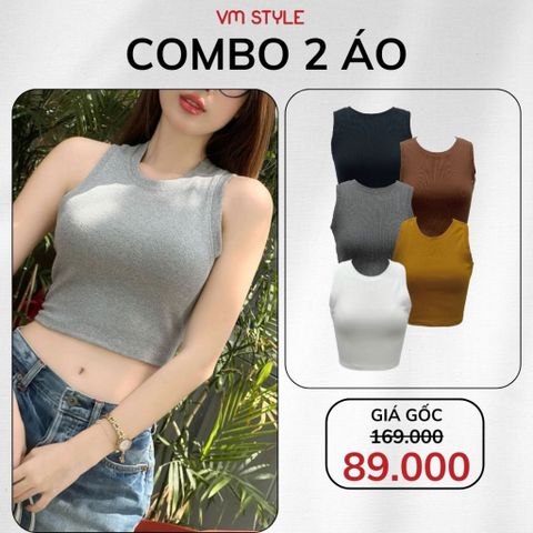 Áo thun ba lỗ nữ VMSTYLE croptop trơn dáng ôm thời trang mùa hè đi chơi, đi biển - ATU00809