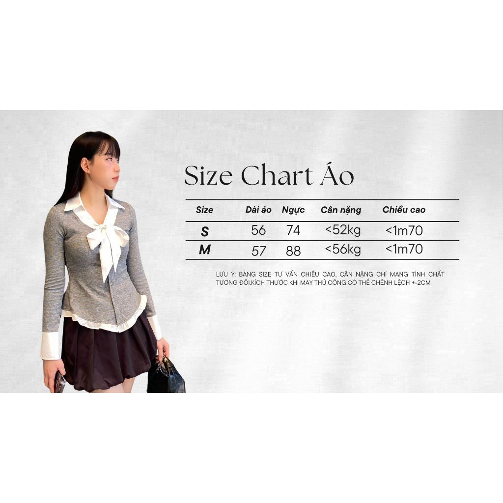 Áo Tay Dài VM STYLE Kiểu Sơ Mi Cột Nơ Viền Bèo Chất Thun Co Dãn ASU00628