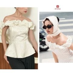 [Võ Hà Linh x VM STYLE] Áo kiểu trễ vai nhún chiết eo đi chơi, đi chụp ảnh  ASU00615