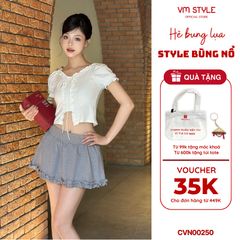 Chân Váy Ngắn Xòe Viền Bèo VM STYLE Cạp Thấp  Kèm Quần Bí Bảo Hộ Phong Cách Dễ Thương CVN00250