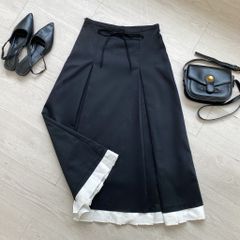 Chân váy chữ A dài phối nơ VMSTYLE, chân váy form xòe xếp ly phối lai CVD00112 - DATELINE