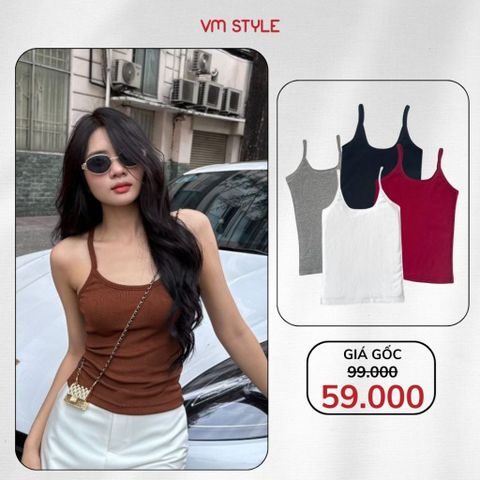 Áo 2 dây nữ vải thun mát VM STYLE, Áo hai dây form ôm croptop màu trơn basic dễ phối đồ đi học, đi chơi ATU00831