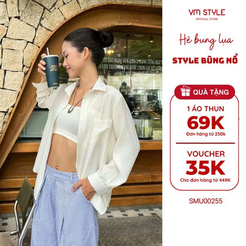 Áo Sơ Mi Vạt Bầu VM STYLE Chất Vải Đũi Mỏng Kèm Áo Dây Đi Biển, Đi Chơi SMU00255