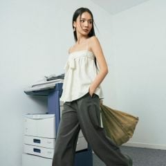 Áo Hai Dây Croptop VM STYLE  Cột Nơ Phối Bèo Có Lưng Chun Co Dãn Dây Áo Điều Chỉnh Độ Dài ASU00625