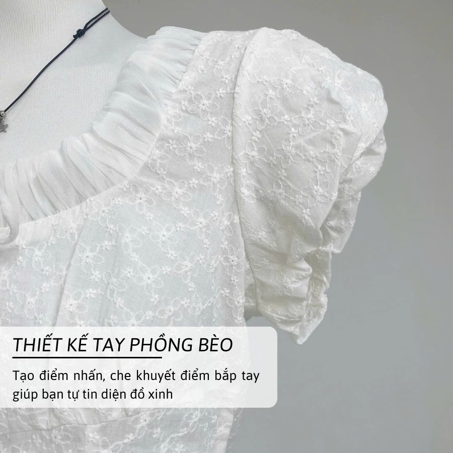 [Võ Hà Linh x VM STYLE] Áo kiểu nữ, áo kiểu cổ bèo VM STYLE chất ren thêu hoa cao cấp ASU00611