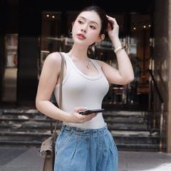 Áo ba lỗ nữ CÓ MÚT VMSTYLE, Áo 3 lỗ form ôm sát nách body màu trơn basic đi học, đi chơi ATU00835