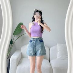 Áo thun 3 lỗ VMSTYLE croptop đi biển gân tăm co dãn trơn nhiều màu thời trang mùa hè đi chơi, đi làm 20479 -ATU00190