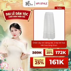 [Võ Hà Linh x VM STYLE] Chân váy ren dáng dài, 2 lớp lót họa tiết hoa lưng thun đi chơi, đi chụp ảnh CVD00116