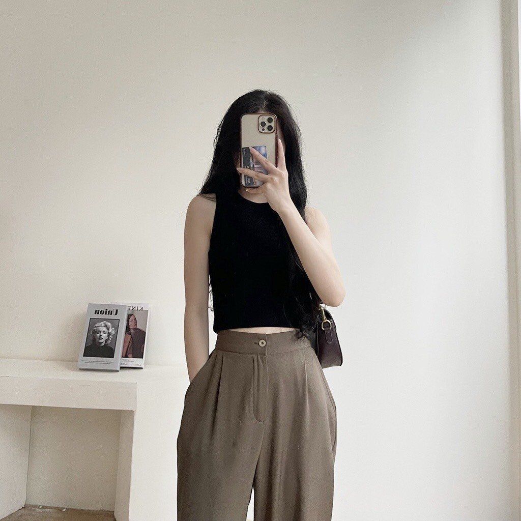 Áo thun ba lỗ nữ VMSTYLE croptop trơn dáng ôm thời trang mùa hè đi chơi, đi biển - ATU00809