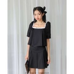 Chân váy ngắn nữ VMSTYLE cạp cao xếp ly dáng xòe trơn basic, năng động đi học, đi chơi CVN00147
