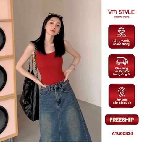 Áo ba lỗ nữ CÓ MÚT vải mát VMSTYLE, Áo thun sát nách freesize form ôm body màu trơn dễ phối đồ đi học, đi chơi  ATU00834