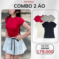 Áo thun nữ cổ tròn VMSTYLE, Áo kiểu nữ form ôm tay ngắn màu trơn đơn giản đi học, đi chơi, đi làm ATU00832